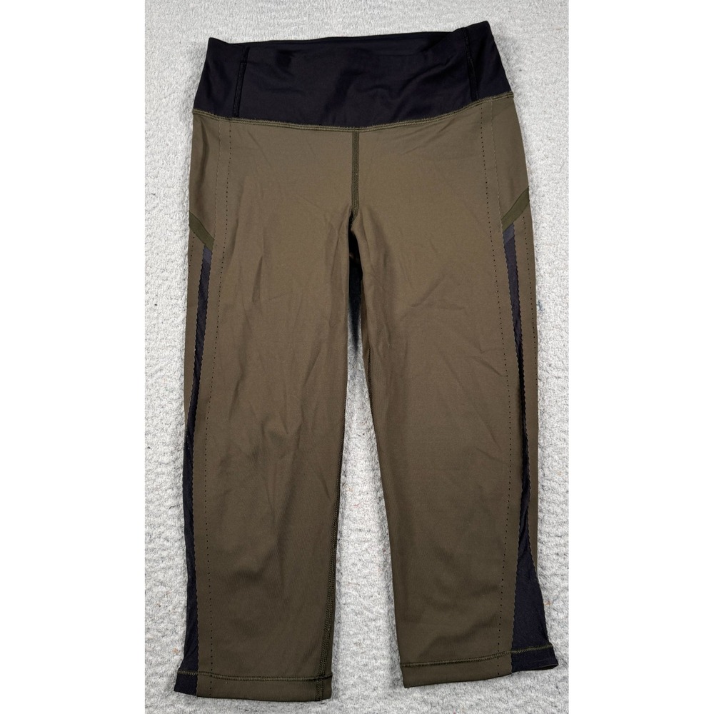 Lululemon Leggings Women 4 Brown Smooth Stride‎ Crop Capri Scallop Mesh LW6ACCS